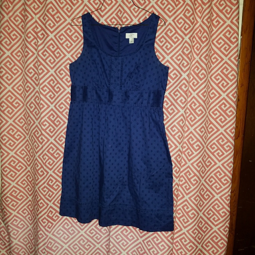 Dress, Ann Taylor Loft, as 10 petite, navy blue.co